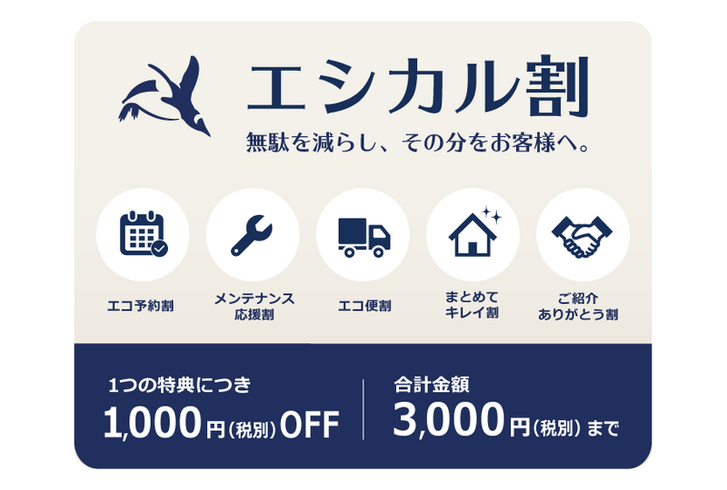 徳島店のエシカル割・5種類の割引案内